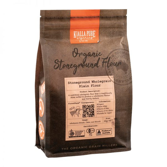 Kialla Pure Foods Organic Stoneground Wholegrain Plain Flour 1kg