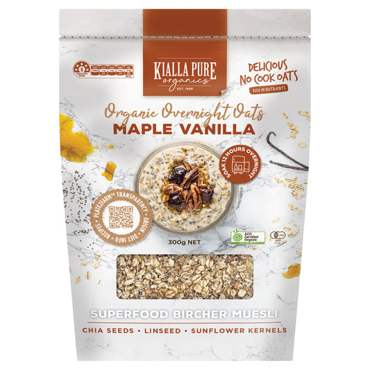 Kialla Pure Foods Organic Overnight Oats Maple Vanilla 300g