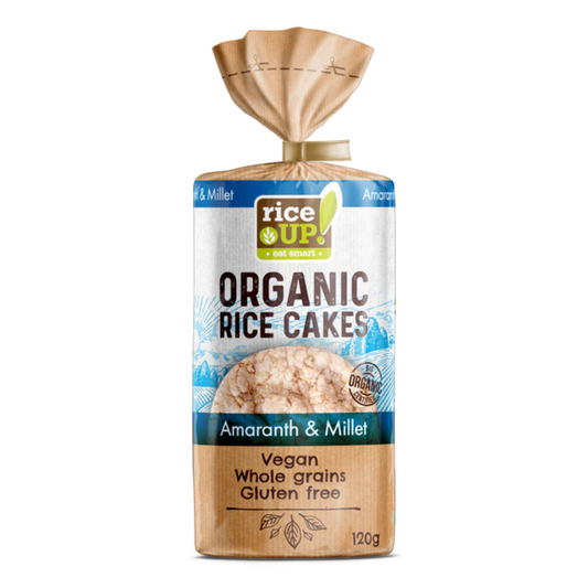 RiceUp/ Organic Brown Rice Cakes Millet & Amaranth 120g (Carton of 12)