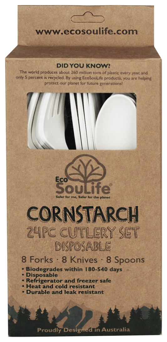 Eco SouLife Cornstarch Cutlery Set 24pc Natural