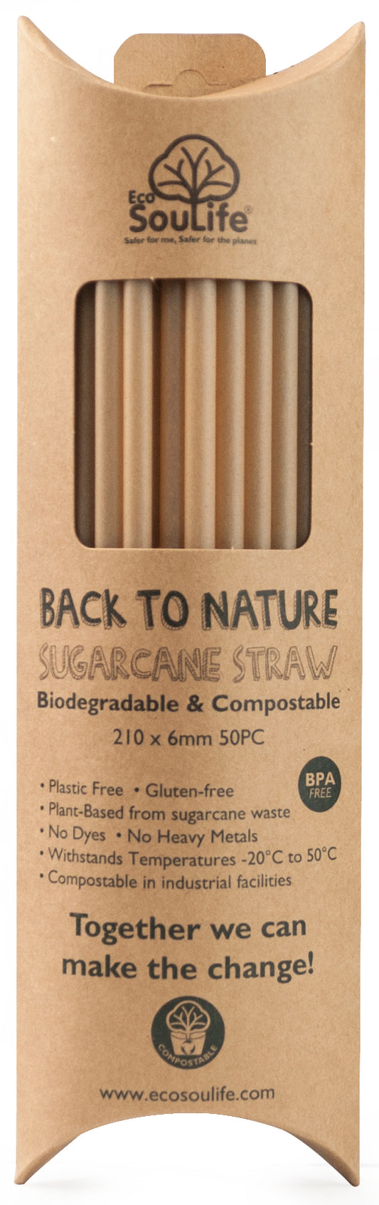 Eco SouLife Back to Nature Sugar Cane Straw 50pc